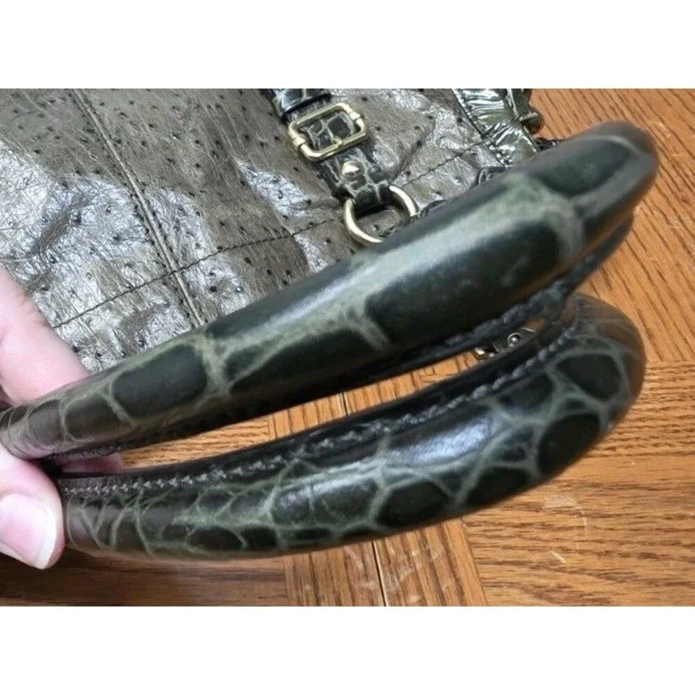 COACH PINNACLE GREEN OSTRICH GATOR MIXED LEATHER SATCHEL LIMITED EDITION #18611